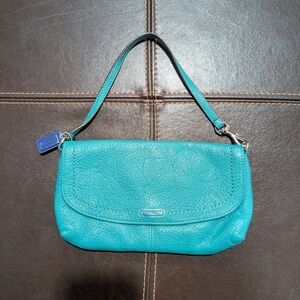 Coach Teal Leather Wristlet